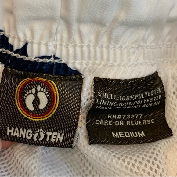 Hang Ten Medium White Board Swim Shorts Trunks Hawaiian Mesh Lined Draw String - Picture 7 of 9